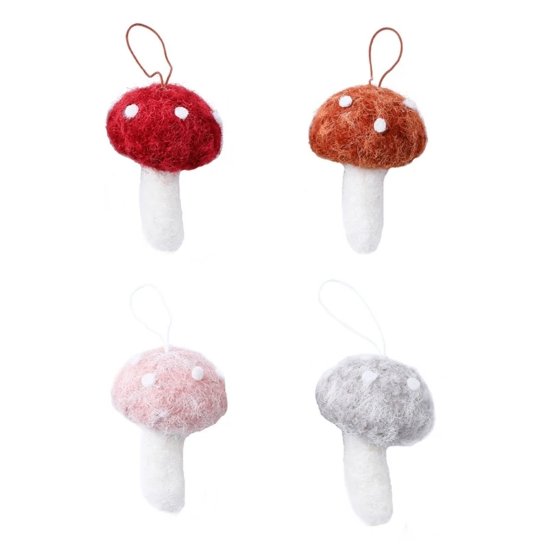Soft Mushroom Christmas Ornament with Top Loop, Holiday Tree Accent for Wreath Styling and Indoor Shelf Display Use
