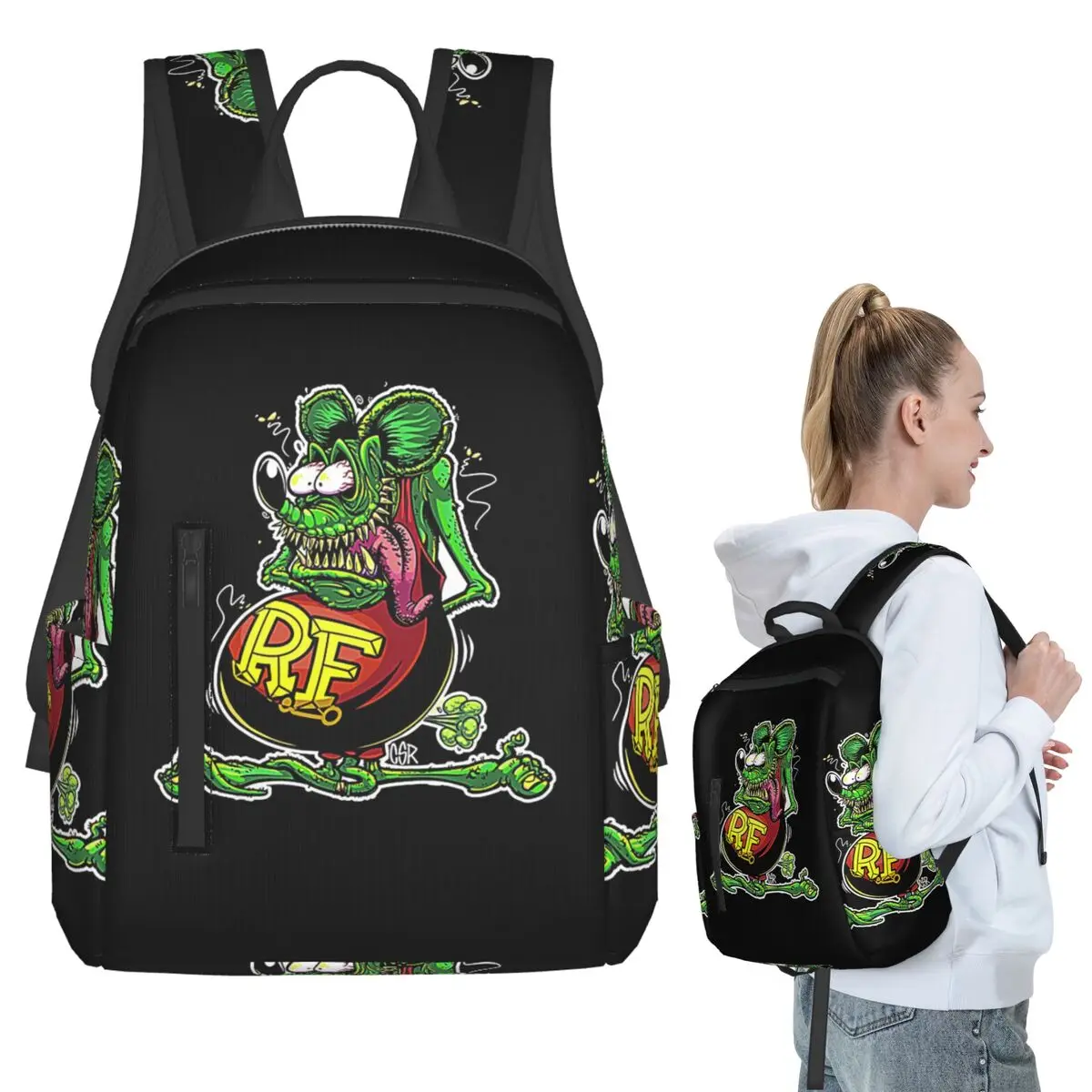 

Bootleg Rat Fink Backpack Student BookBag Children School Bag Computer Shoulder Bags Boys Girls