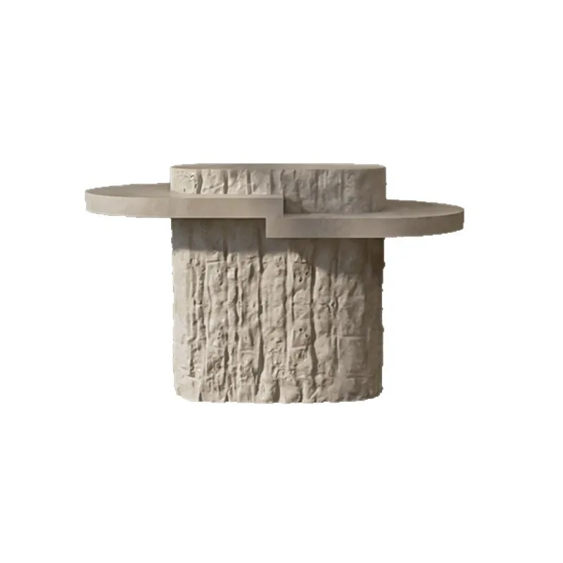Light luxury modern high-end villa travertine, black gold stone kettle integrated tea table