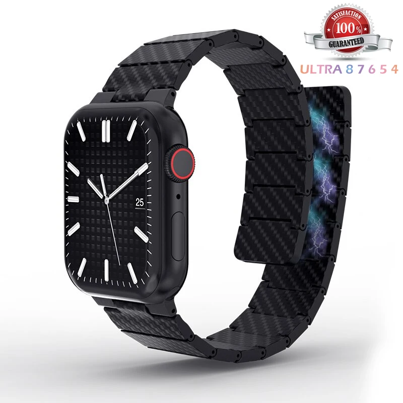 Carbon Fiber Strap For Apple Watch Ultra 49mm Band 44mm 46mm 45mm 41/42mm Magnetic Buckle Link Bracelet iWatch Series 5 6 SE 7 8