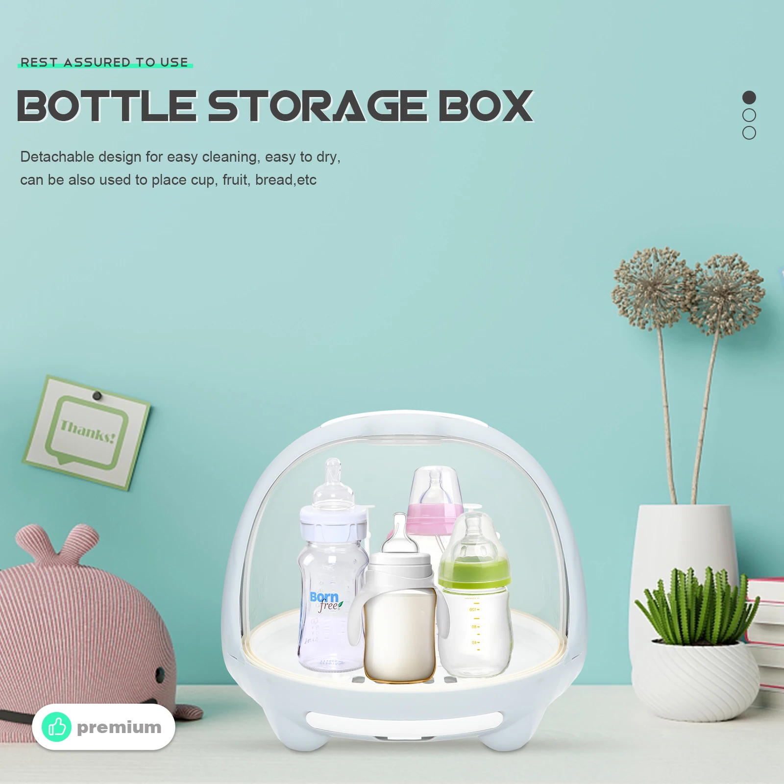 

Baby Bottle Storage Box Multifunctional Dry Wet Feeding Organizer Space Saving Bottle Drying Rack Holder Container PP Material