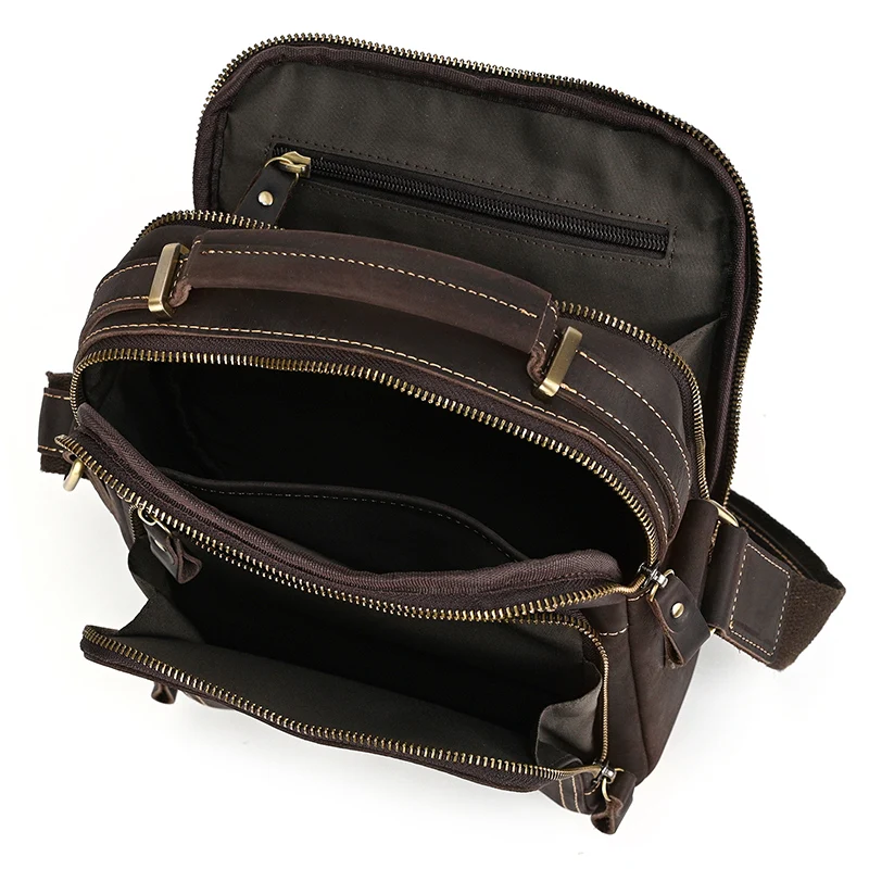 Newsbirds-Sac à bandoulière en cuir pour homme, sac à bandoulière en cuir de vachette pour homme, sac de jour en cuir de cheval Elin