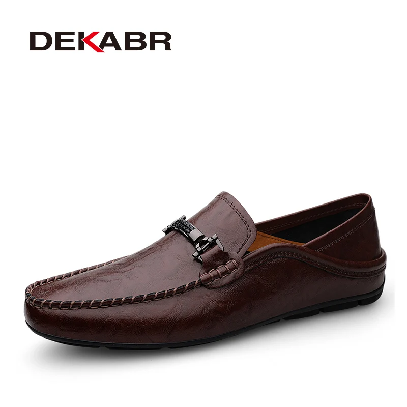 DEKABR Size 35-49 Luxury Men Loafers Soft Moccasins Summer Shoes High Quality Mens Shoes Casual Genuine Leather Driving Flats