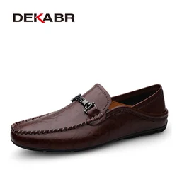 DEKABR Size 35-49 Luxury Men Loafers Soft Moccasins Summer Shoes High Quality Mens Shoes Casual Genuine Leather Driving Flats