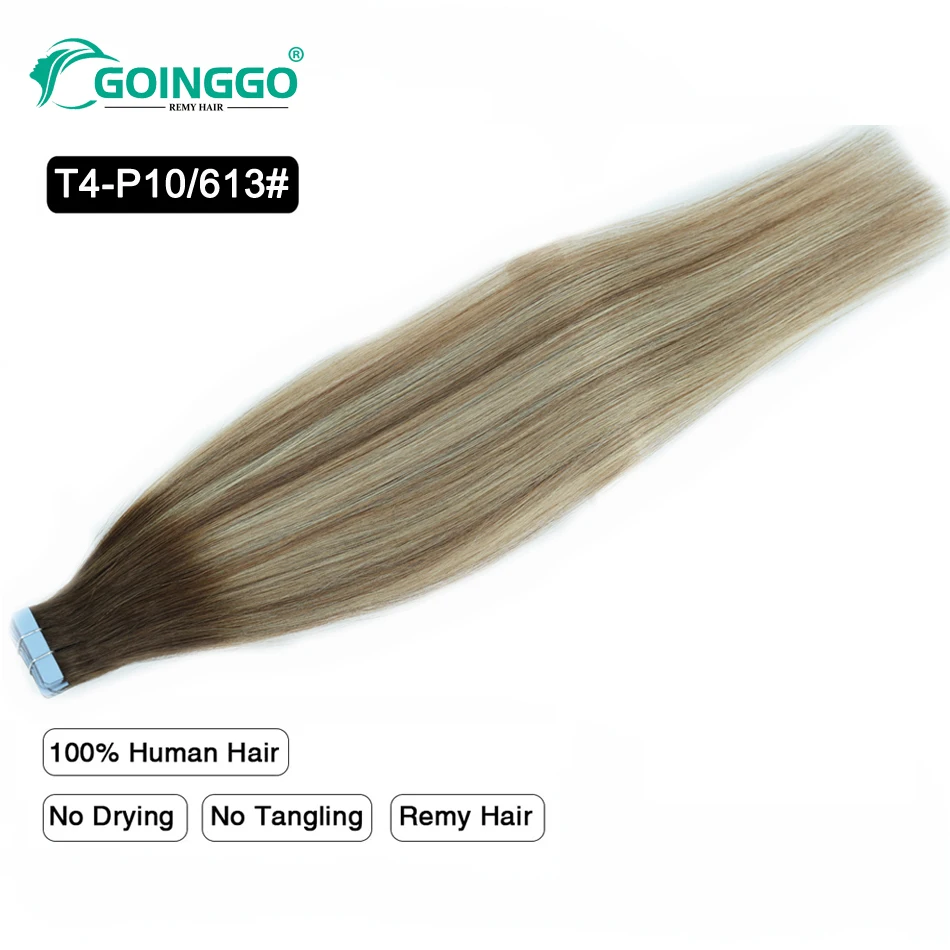 Straight Tape In Hair Extension Human Hair 20Pcs/Pack European Hair Extensions Keratin Capsule Blonde Highlight Color 12-26Inch