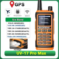 Baofeng UV-17 Pro Max GPS Walkie Talkie Six Bands AM 108-136mhz Type-C Charging 999 Channels NOAA Long Range Radio UV-18 Pro Max