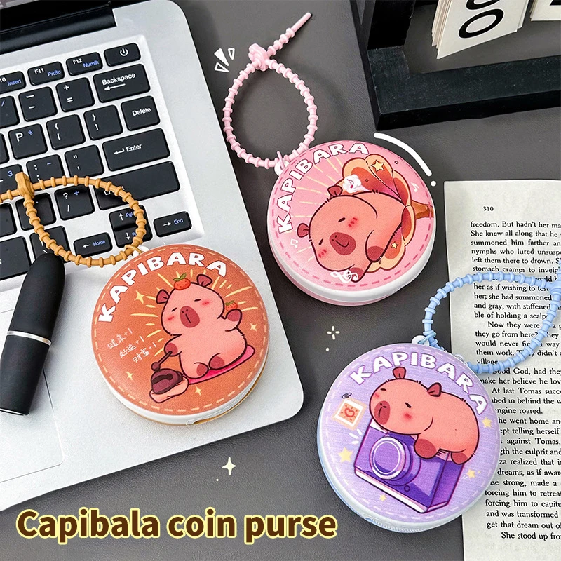 Capybara-Porte-monnaie rond en caoutchouc de silicone pour enfants, joli dessin animé, rangement de pièces de monnaie, pendentif suspendu, cadeaux pour enfants, sac à dos, accessoires de confrontation