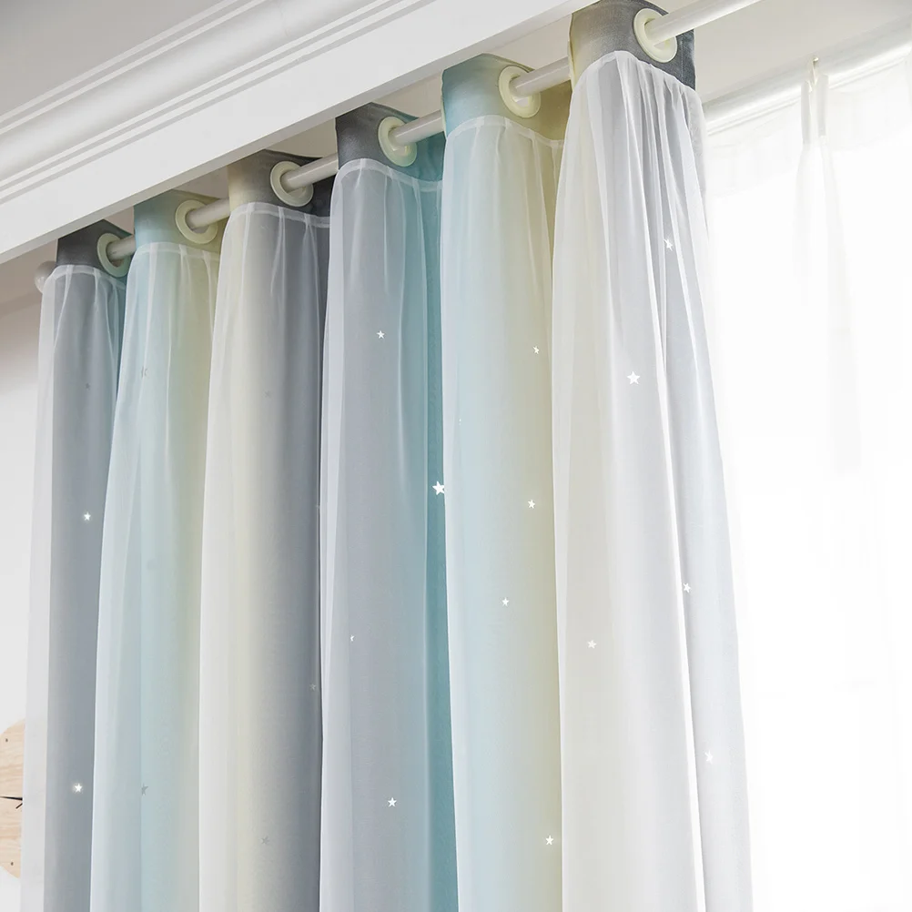 

Double Layer Shading Heat Insulation Curtain Mesh For Living Room Bedroom Beige One-Sided Pattern Home Curtain