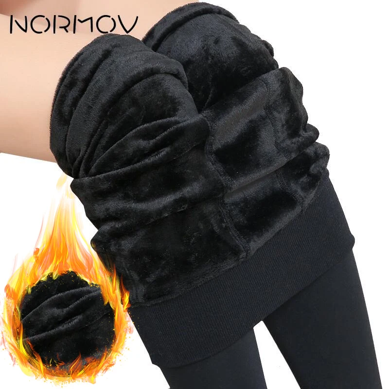 NORMOV Winter Leggings Tights Women Velvet Leggingg High Waist Thermal Cashmere Pantyhose Warm Elastic Knitted Thick Slim Tights