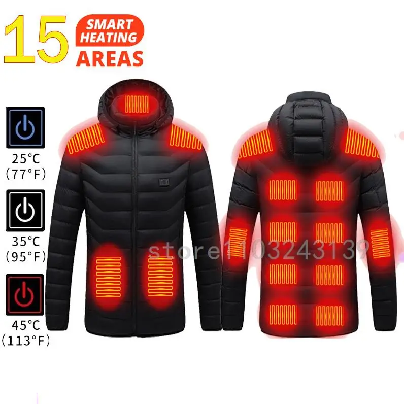 11 Areas Heated Jacket Winter Electric Men\'s Women\'s Jacket USB Heating Jacket Heated Vest Moto Thermal Coat Clothing S-8XL