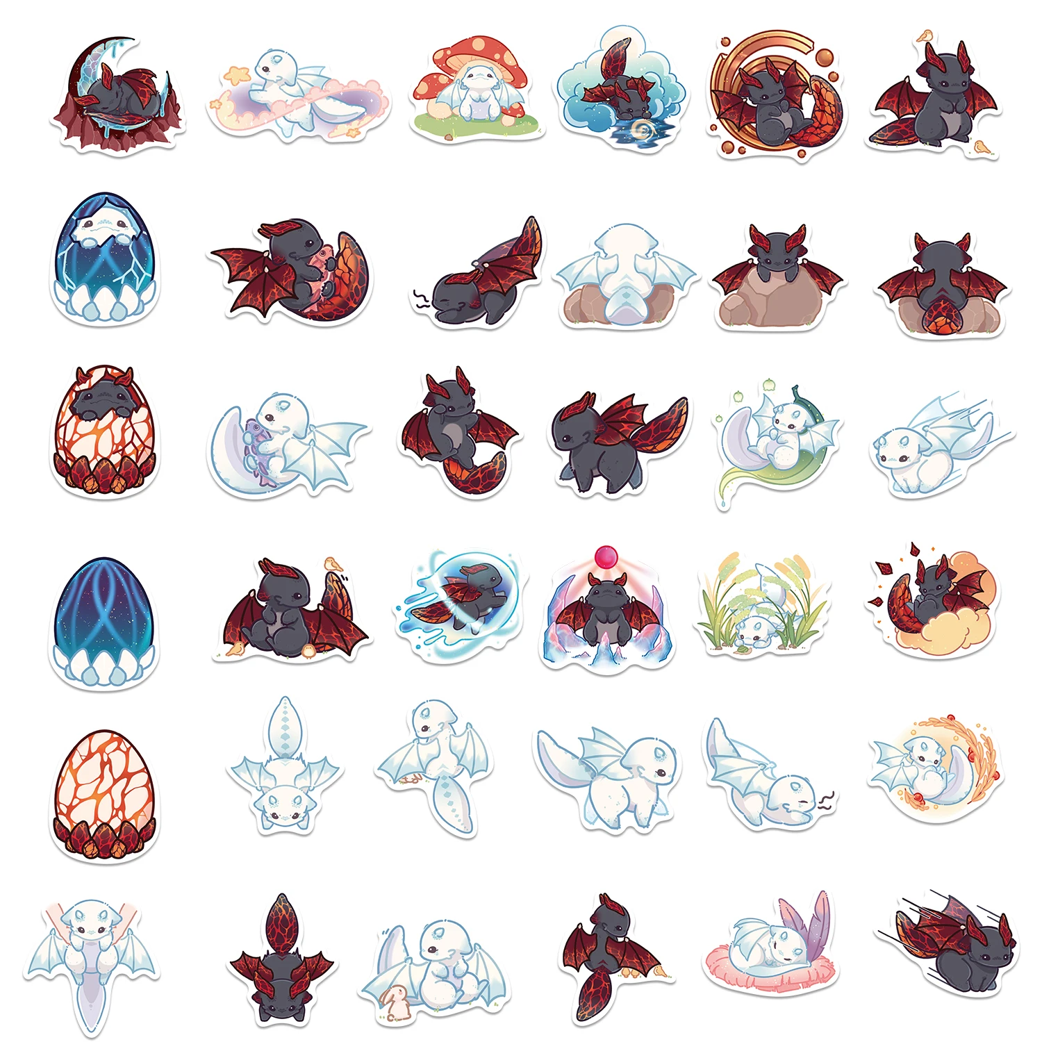 40pcs Animal Cat Dragon Graffiti Sticker For Snowboard Laptop Luggage Car Fridge DIY Styling Vinyl Cute Cartoon Stickers