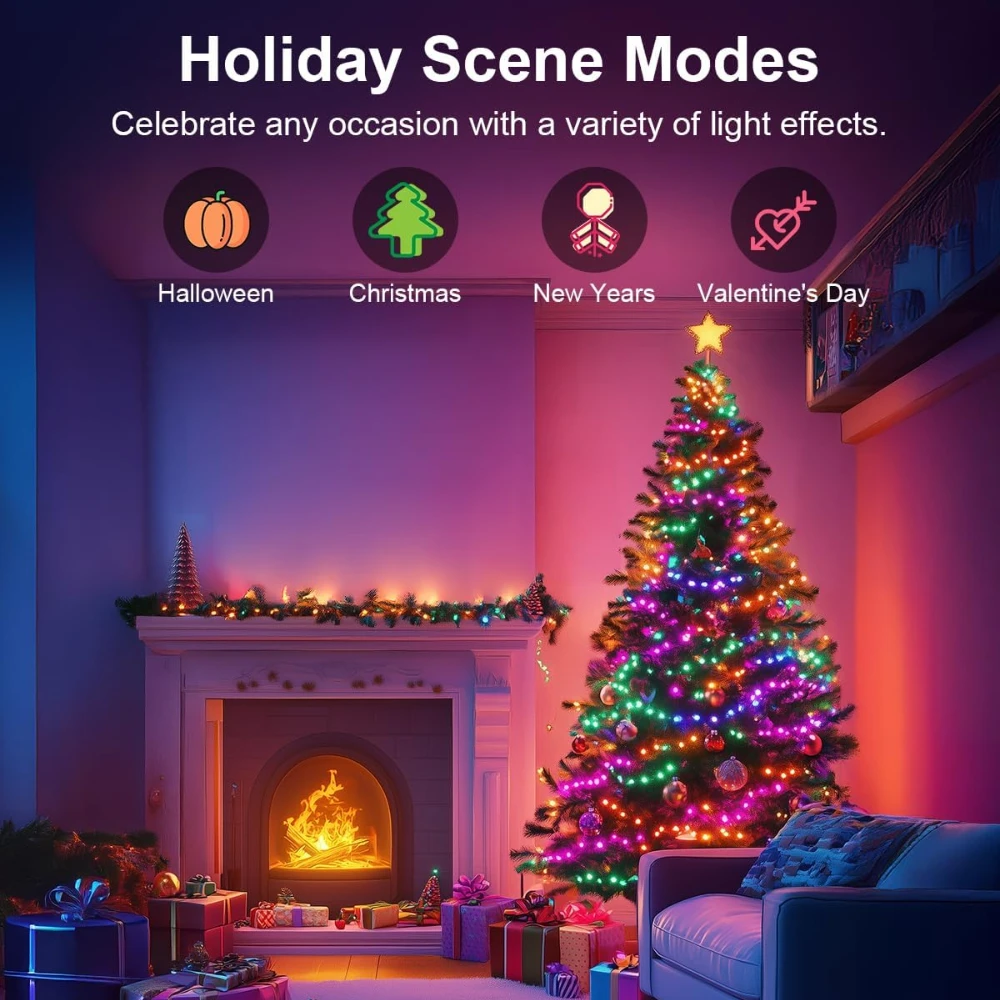 

Christmas Decorations LED String Lights,Smart APP Remote Control RGB DIY 66LED Fairy Garland for Garden Yard Outdoor Xmas Gifts