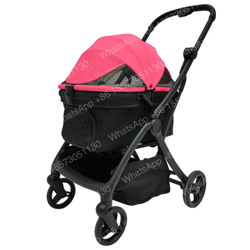 One-click gravity collection, portable pet cart, go out, small cart, medium dog cart, one-foot double-brake cart