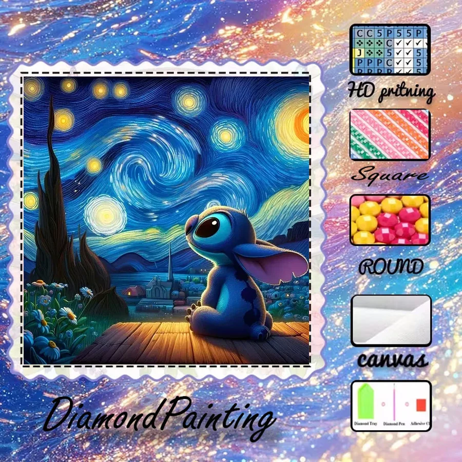 1 Stück - Potdemiel-5D-DIY - Beflockter Stoff - Spezialbohrer - Diamantmalerei-Set - Sternenhimmel, Cartoon - Diamantkunst