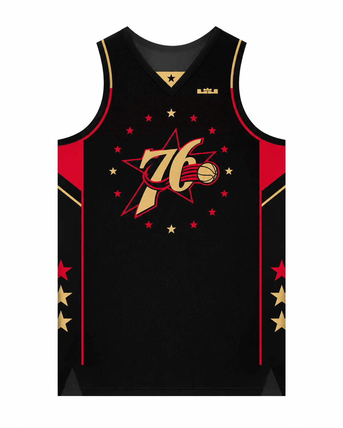76 Star Print Basketballtrikot, ärmelloses V-Neck Sport-Tanktop für Männer und Frauen, atmungsaktive Mesh-Trainingsuniform, Fan-Basketballtrikot – Detail 2
