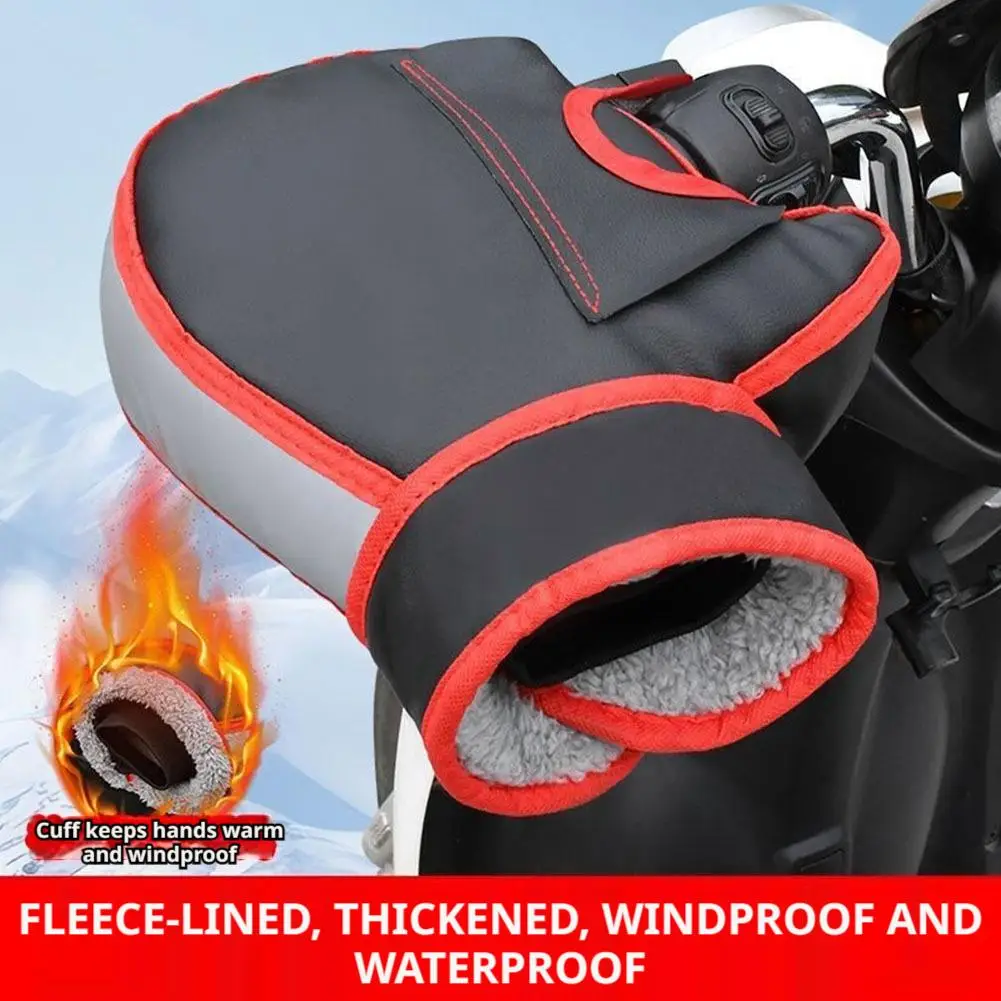 Winter-Motorrad-Lenkerhandschuhe, wasserdicht, mit dicker Fleece-Fütterung, reflektierende, warme Handschuhe für E-Bike-Fahrten. – Detail 20