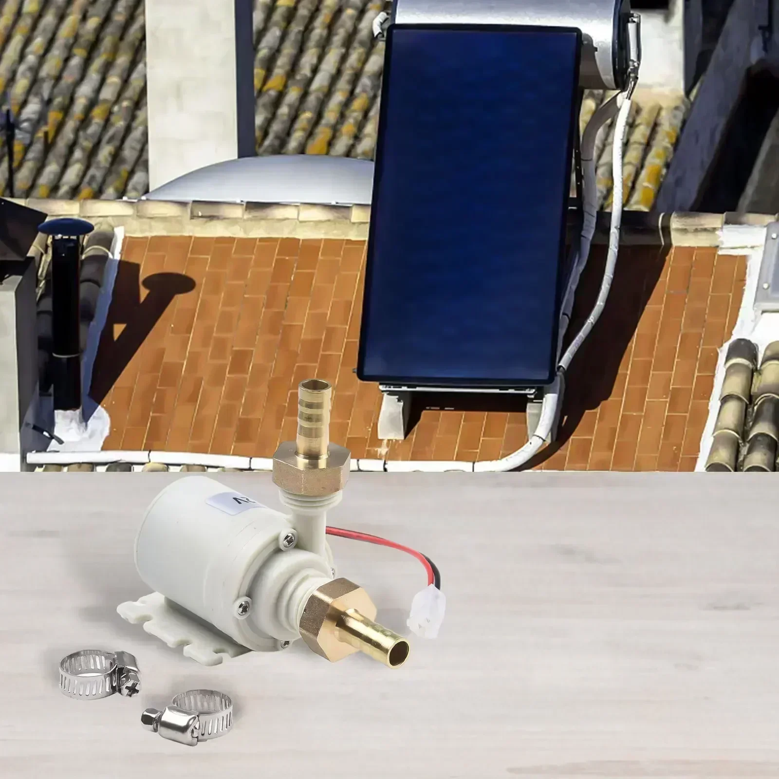 

12 В постоянного тока, тихий солнечный циркуляционный насос для горячей воды, звено 2,1 галлона в минуту, малошумный циркуляционный насос, разрядная головка, комплекты солнечных водяных насосов