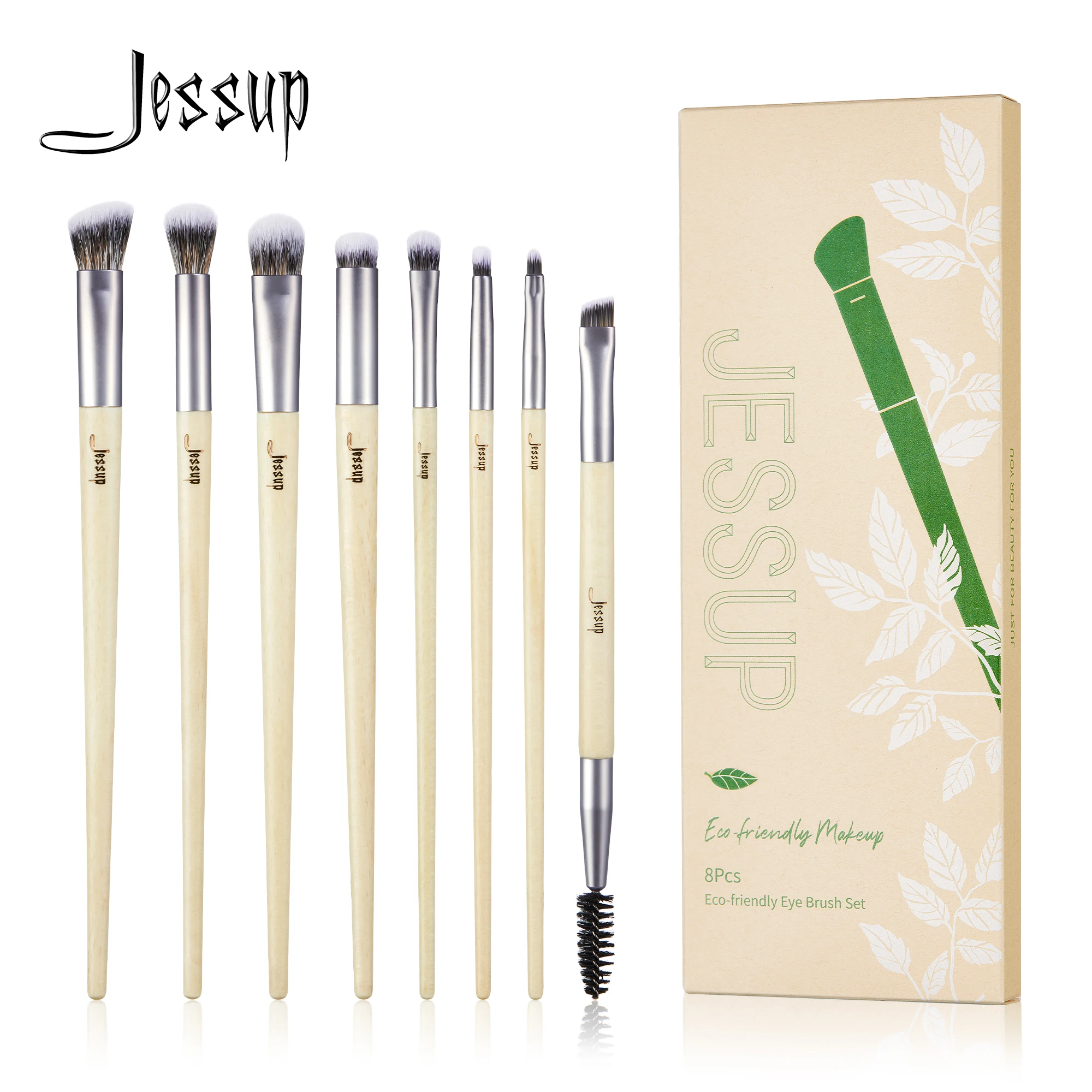 Jessup Eyeshadow Brush set 8pcs Cruelty free Precision Duo Eyebrow Brush Eyeliner Blending Concealer Spoolie T328