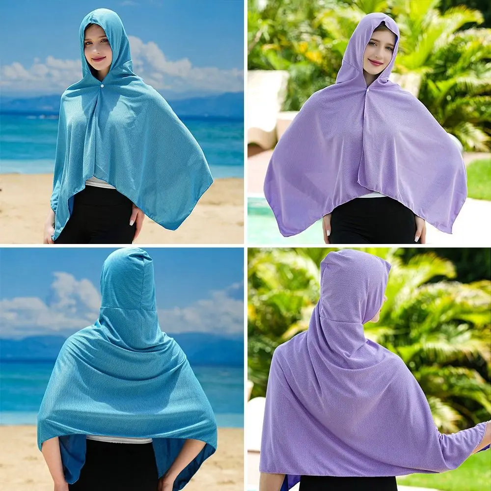 

Soft Material Cooling Hoodie Towel Breathable Neck Protection Sun Protection Poncho Comfortable Quick Drying Sunscreen Bandana