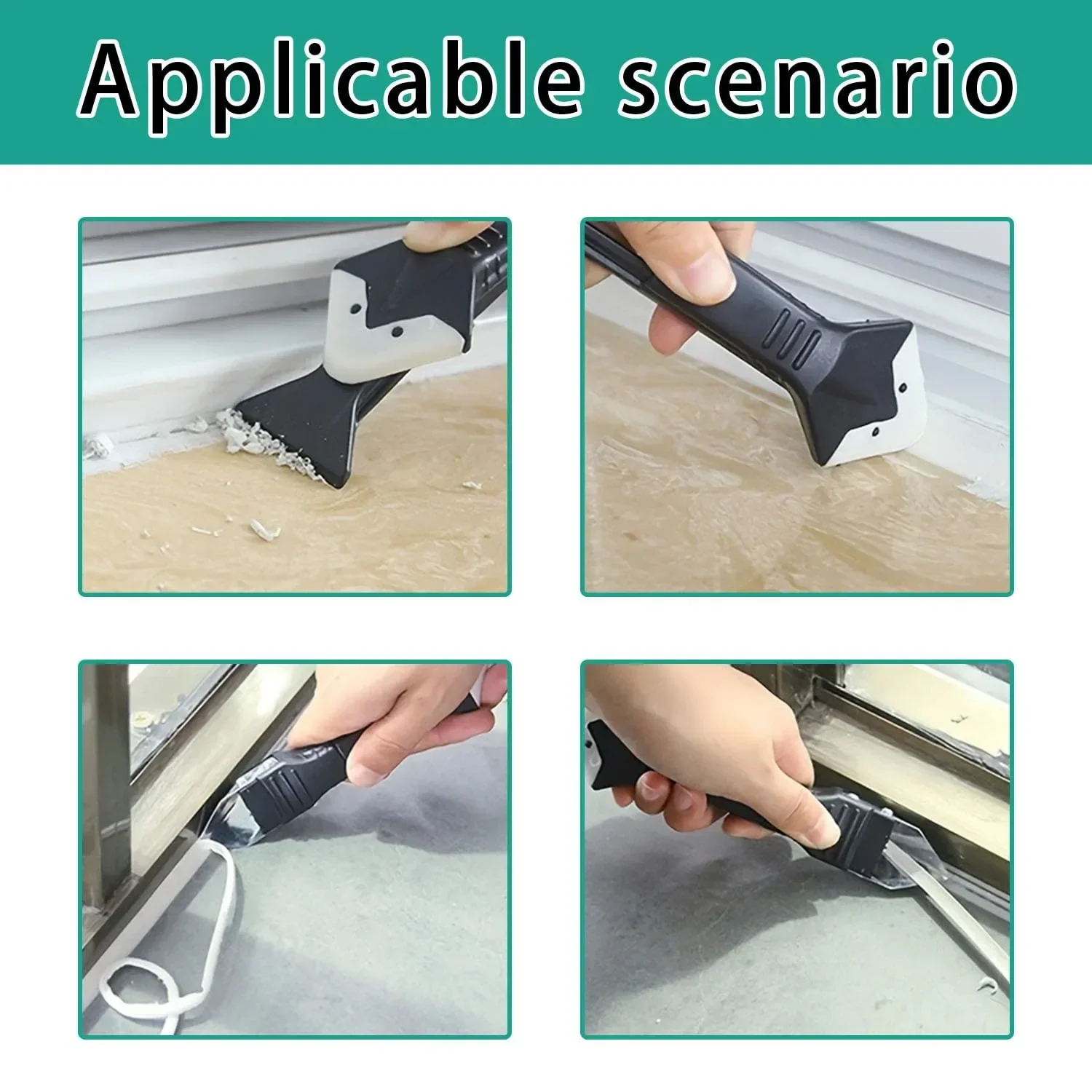 Multifunctional Squeegee, Glass Glue Application Auxiliary, Beautiful Seam Trimming, Seam Clearing Scraper, Floor Cleaning Tool