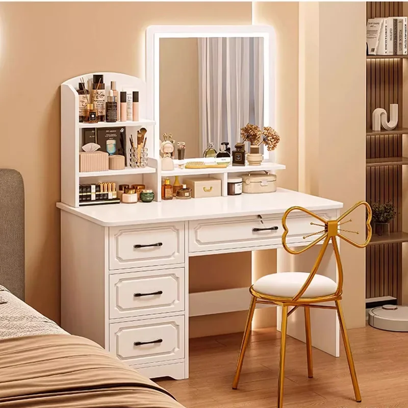 

White Mirror Dressing Table Hollywood Luxury Drawer Girls Dressing Table Storage European Tocador De Maquillaje Furniture