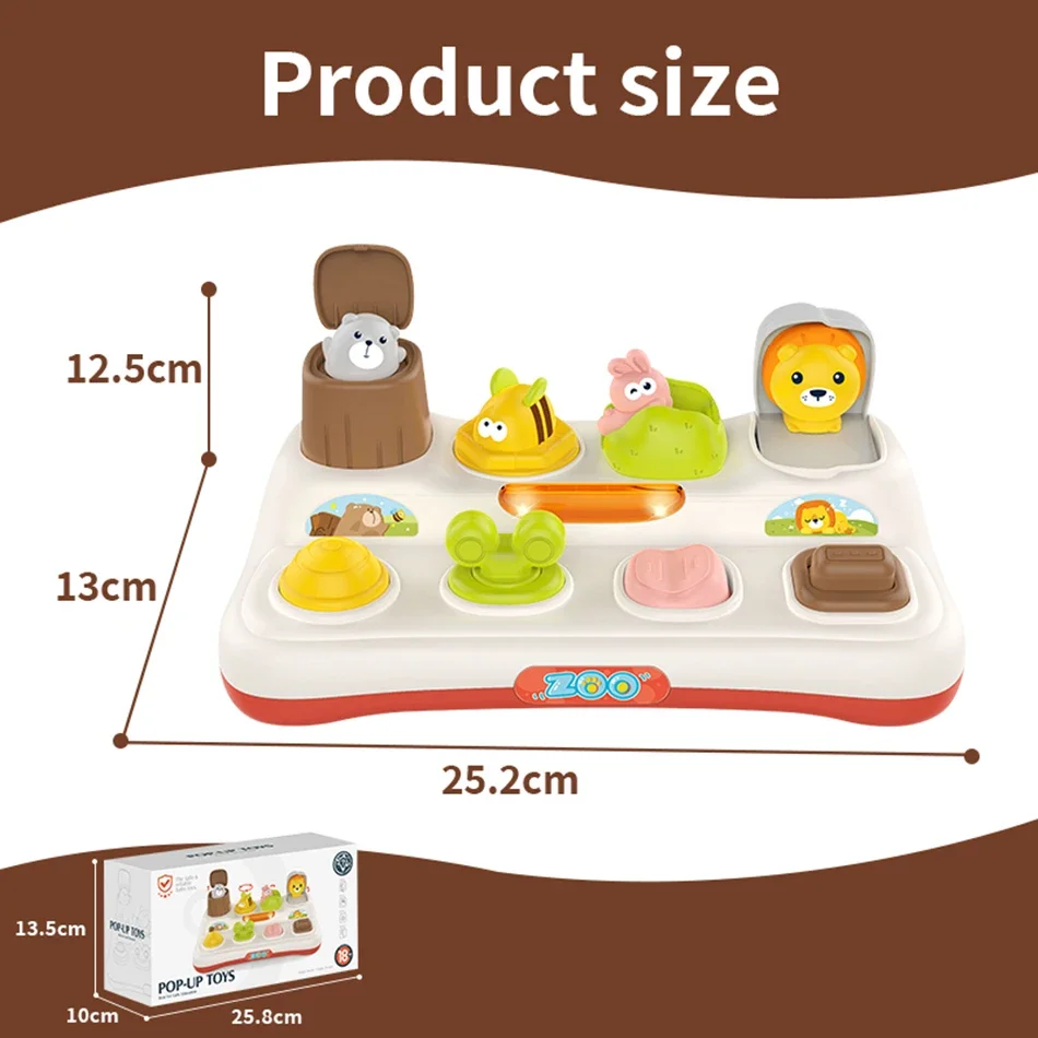 Boîte à boutons de commutation pour animaux Pop-Up, cache-cache, tri des couleurs, jouets éducatifs Montessori, cadeaux pour bébé