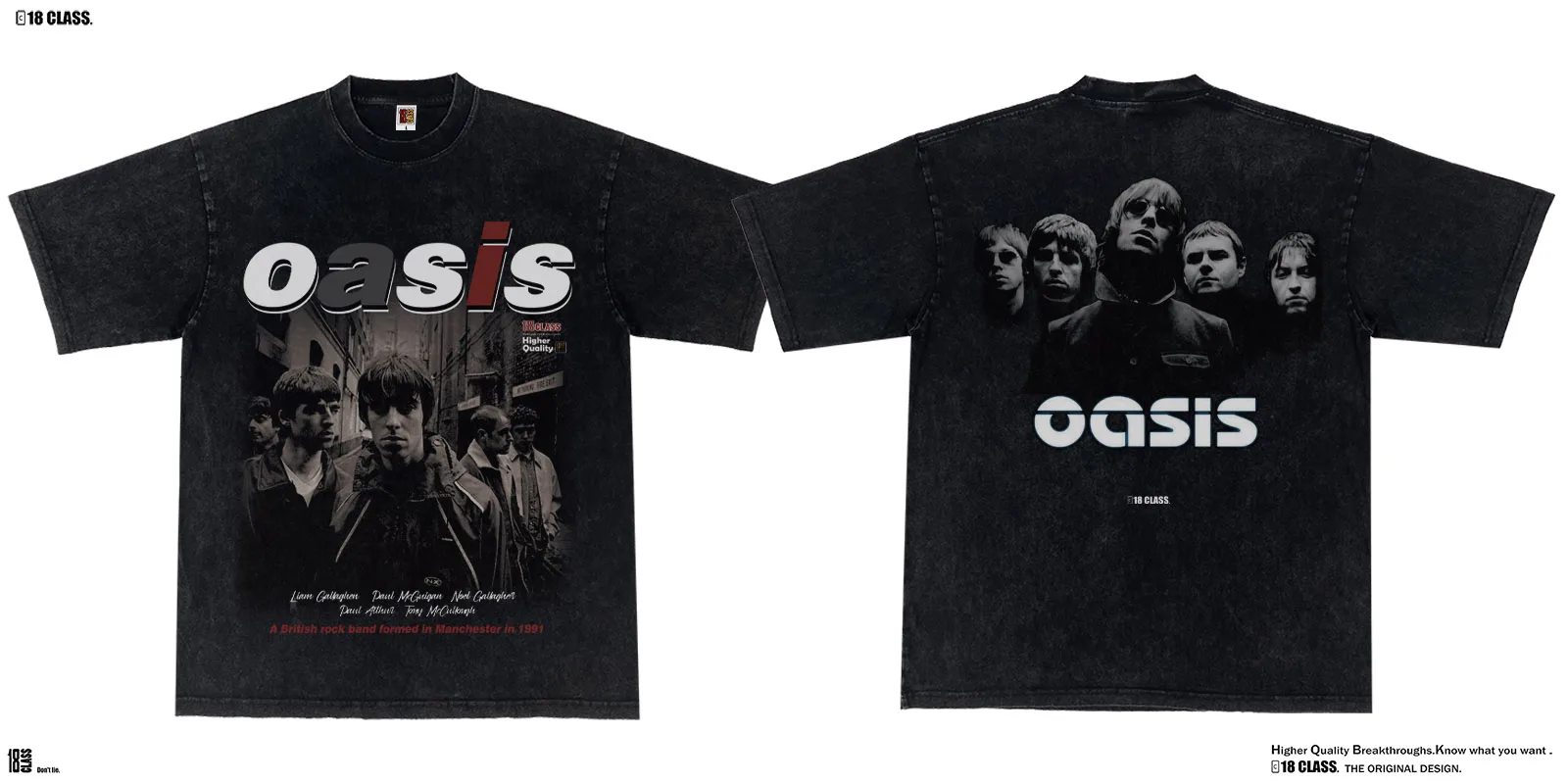 

2025 OASIS Oasis Band's Original Design Hoodie High Street Men's and Women's Neckline Retro Pure Cotton T-shirt