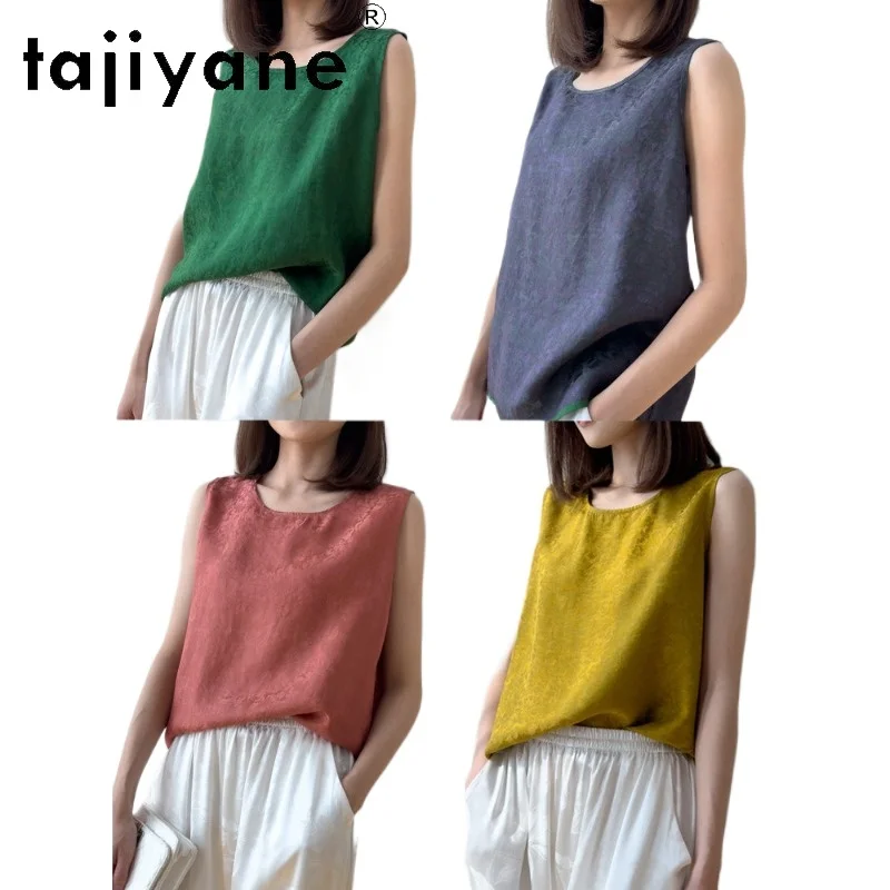 

TAJIYANE 100% шелковые майки из тутового шелкопряда, женские модные двусторонние жилеты без рукавов, летние женские топы 2026, женская одежда, топ женский