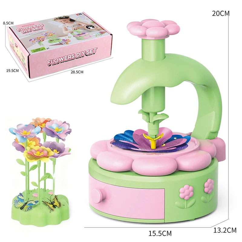 Fabric Flower Bouquets Toys DIY Craft Kits Toys for Kids Handmade Flowers Market Toy Girls Christmas Birthday Gift