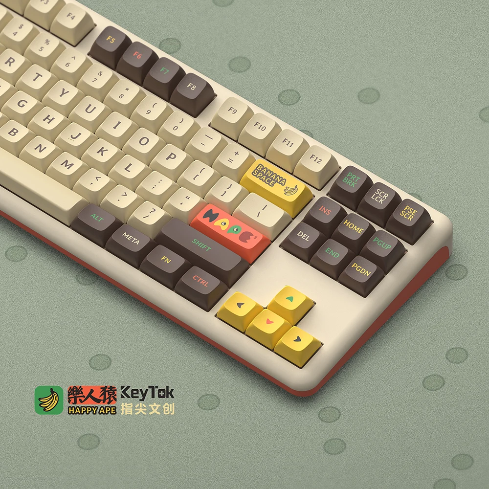 Imagem -03 - Keytok Kda Perfil Feliz Ape Tintura Sub Keycap Conjunto Grosso Pbt para Teclado 87 Tkl 104 Ansi Xd64 Bm60 Xd68 Cstc75 Bm87 Bm65