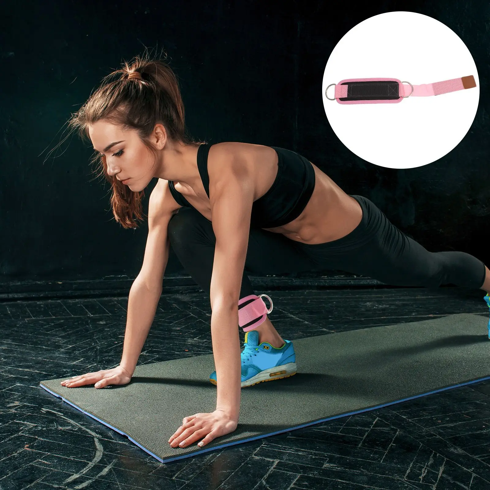 S 발목 스트랩 피트니스 체육관 액세서리 핑크 더블 D 링 버클 홈 운동 다리 스트레칭 엉덩이 납치 피트니스 용품