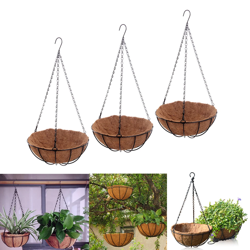 3pcs Garden Hanging Round Wire Plant Growers Flower Pots Hanger 8"