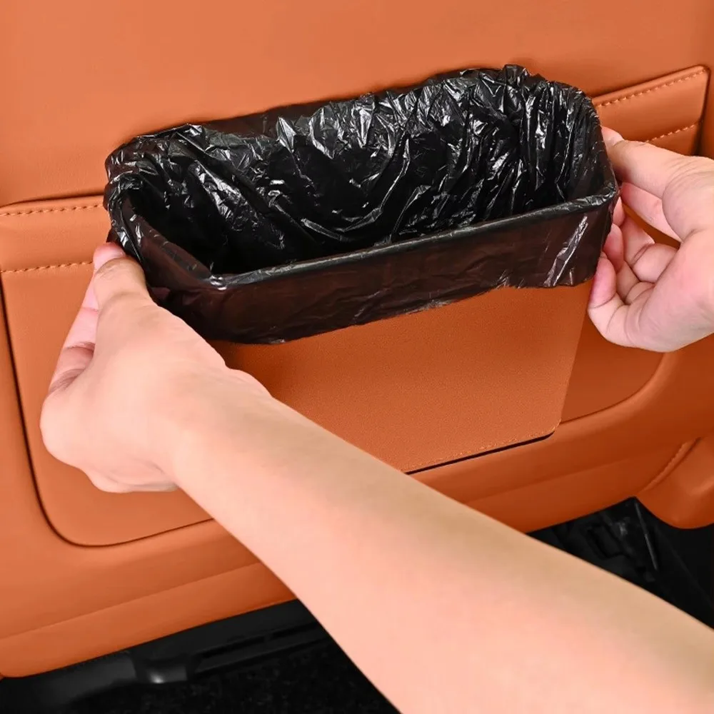 

Leather Car Trash Can Large Capacity Space Saving Auto Door Storage Box Waterproof Universal Vehicle Garbage Bin Sundries