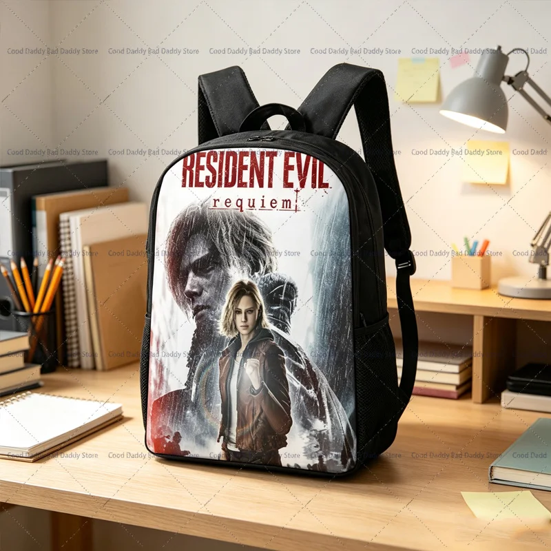Residents Evil Requiem Backpack 3D Print Game Kennedy School Bookbag Casual Travel Laptop Rucksack Durable Polyester Daypack view 3