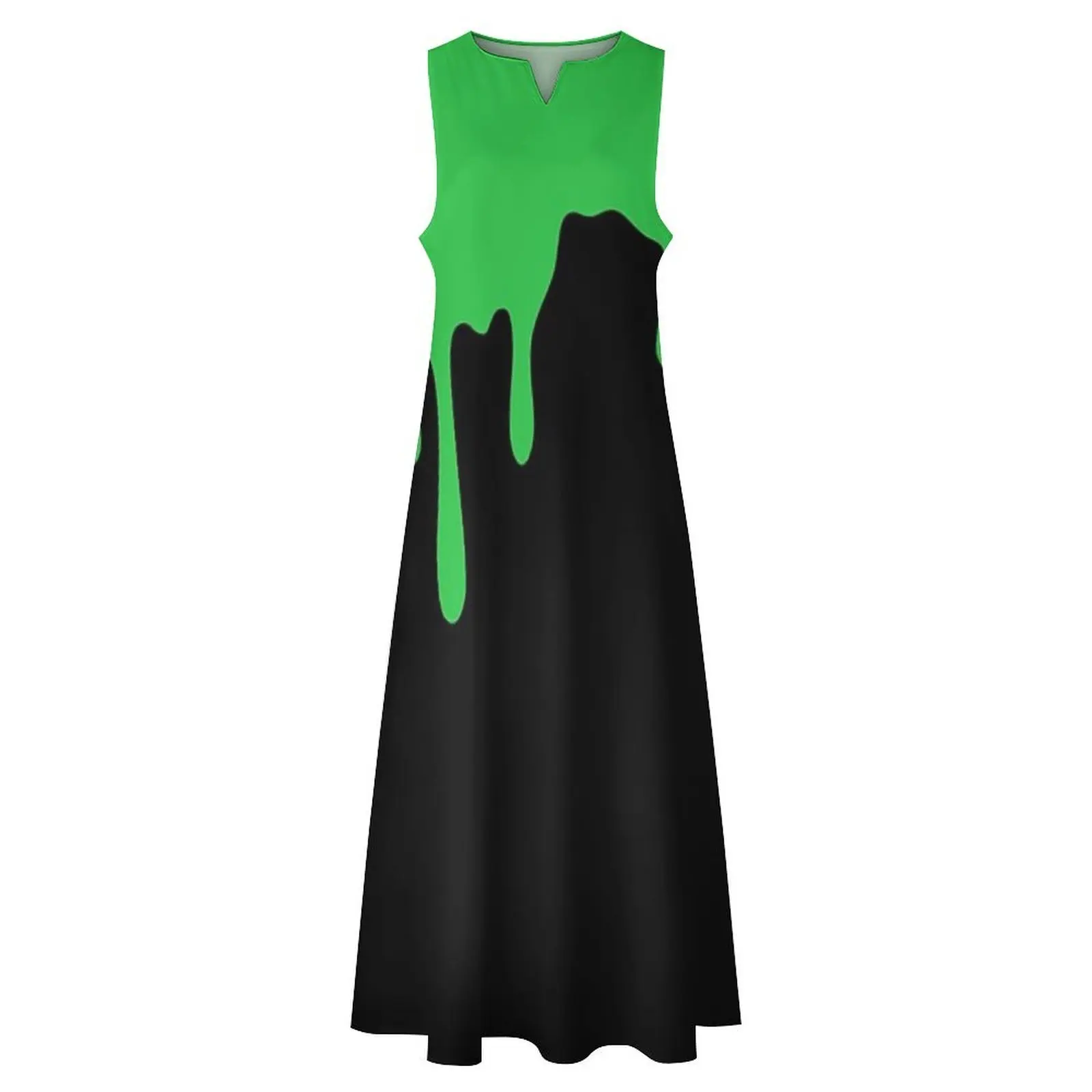 Vestido largo verde Slime, ropa de mujer, vestido bonito y elegante de Corea, ropa