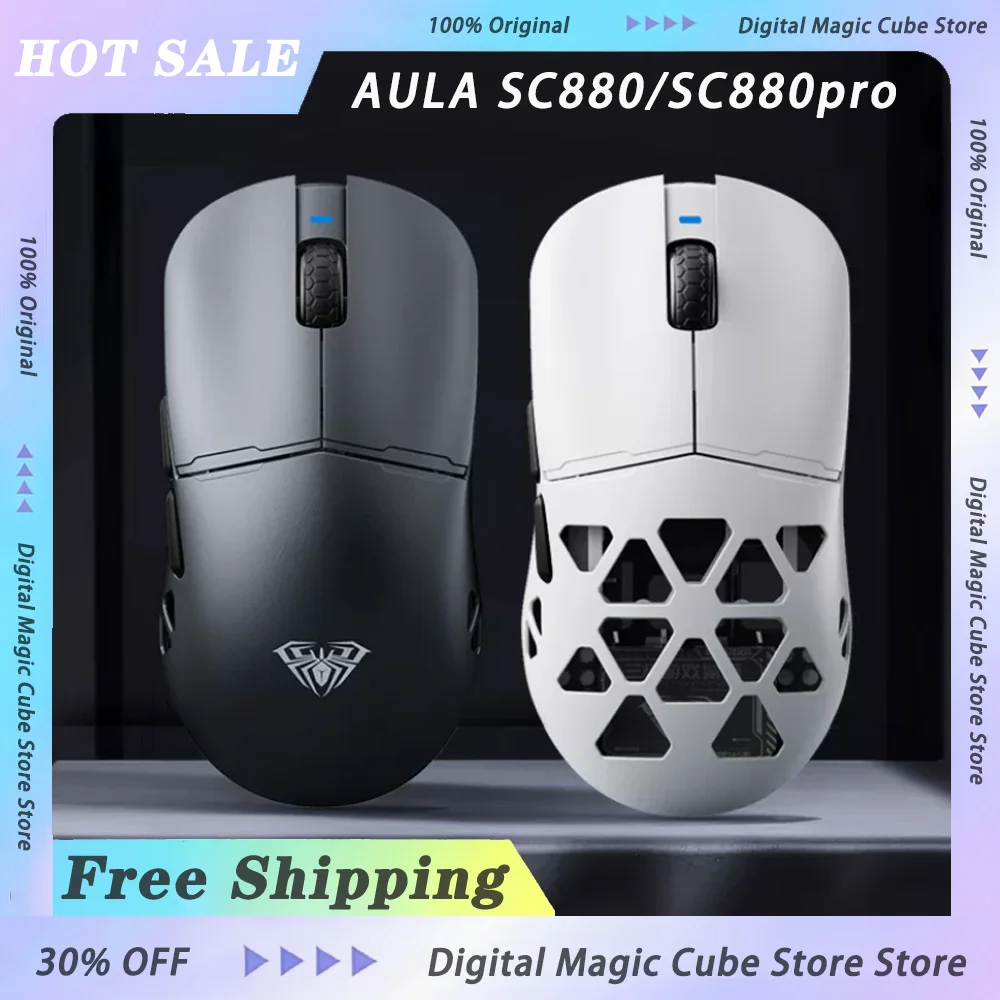 

AULA SC880/SC880pro Tri-mode PAW3395 Gaming Mouse Aluminum Magnesiumn Alloy Lightweight Mouse 8k 26000DPI E-sports Mice Gifts