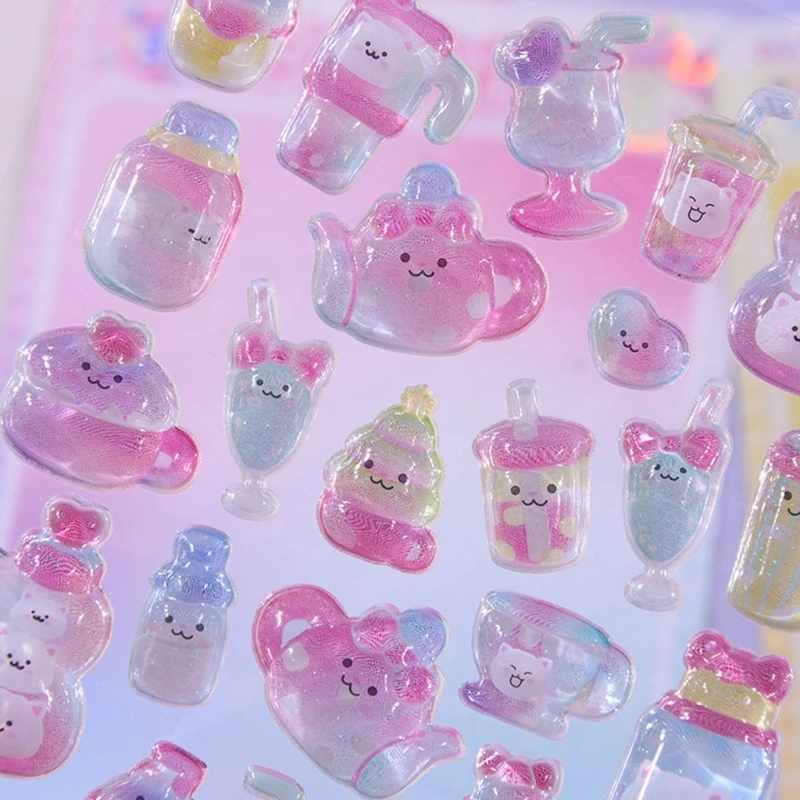 3D Sticker Cartoon Sticker Tiny Handcraft Sticker Reusing Tiny Patches for Water Bottle, Notebook, Scrapbooking