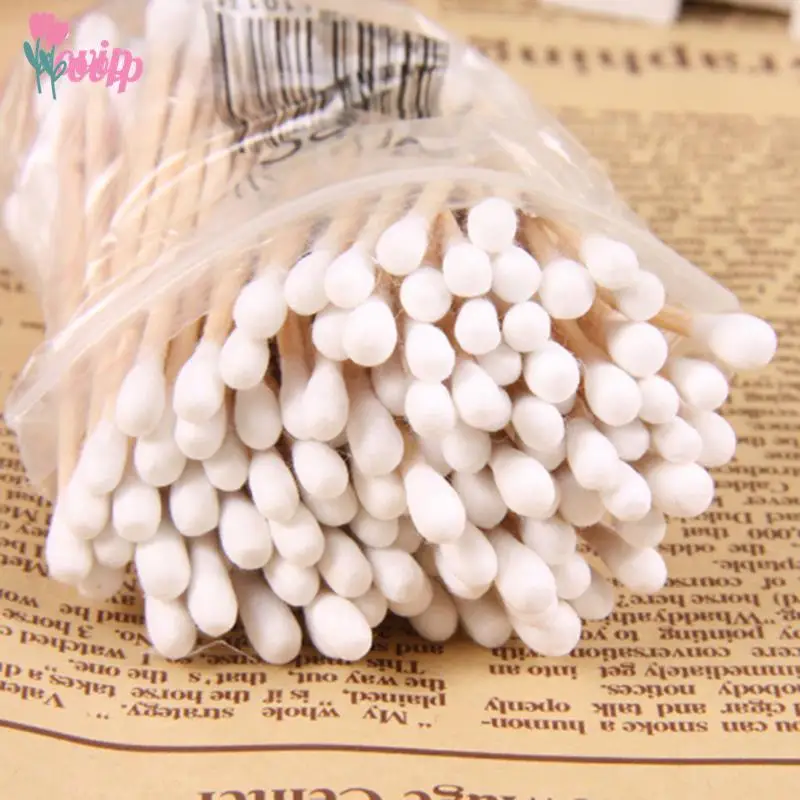 1Bag Double Head Cotton Swab Baby Care Cleaning Makeup Remover Tip Wood Tools Outdoor Emergency Wound Care Dressing