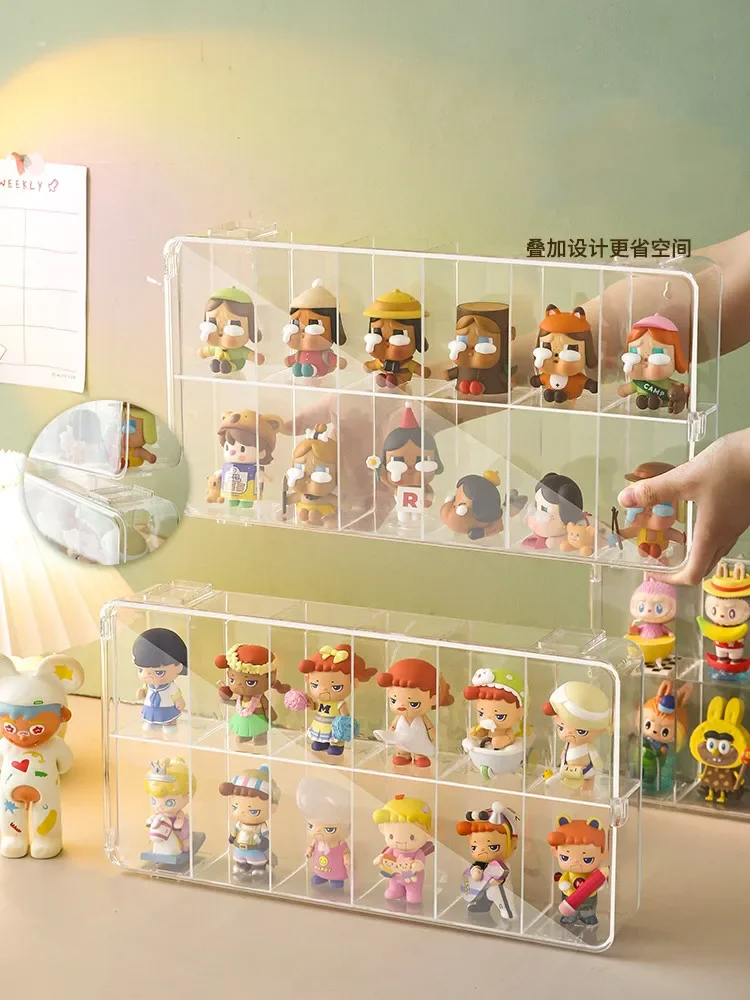 Wall Mounted Clear Mystery Box Showcase Collectible Figures Display Stand Case Dust Proof Jasmine Bubble Matt Doll Toy Organizer