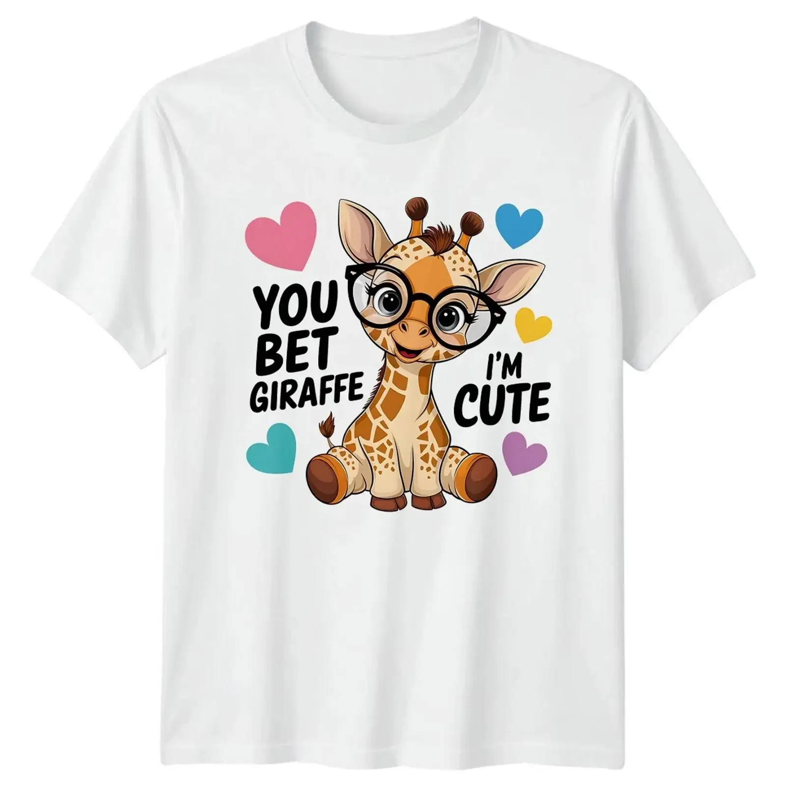 You Bet Giraffe I'm Cute Wortspiel Cartoon Grafik T Shirt vintage Washed Casual streetwear Soft Unisex fashion Comfortable