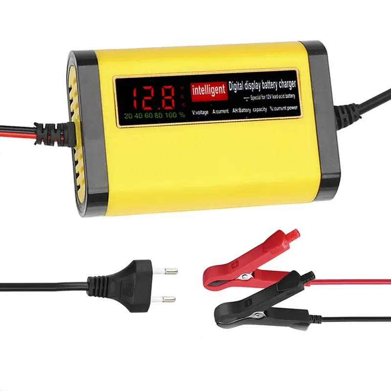 12V 2A Full Automatic Car Battery Charger With Digital LCD Display Fast Charge 3 Stages For Dry Wet Lead Acid AGM GEL Battery