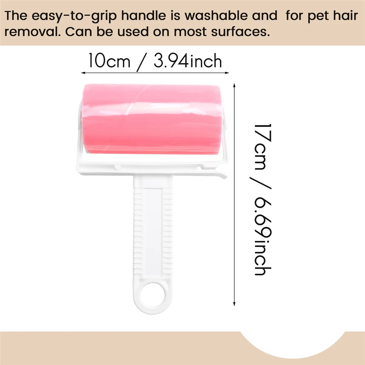 Lint Remover Washable Clothes Hair Sticky Roller Reusable Portable Pet Hair Remover Sticky Roller,Pink