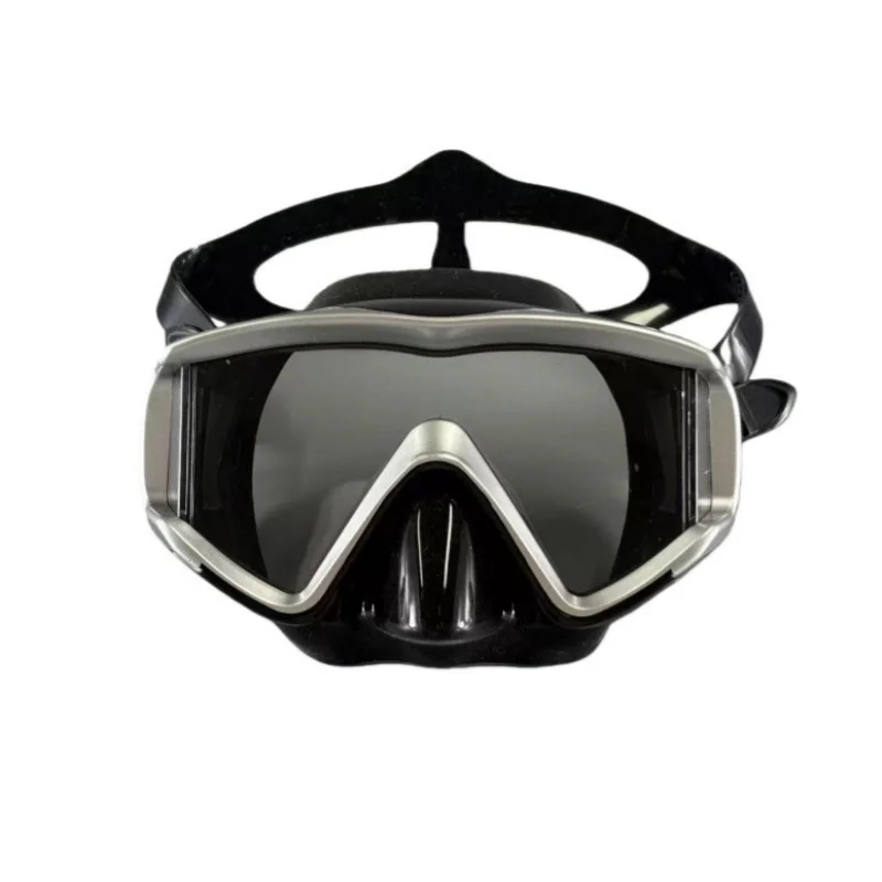 Large-Frame Diving Mask with Three-Way Mirror, Anti-Fog Swimming Goggles with Nose Protection, Adult Resin High-Definition Trans