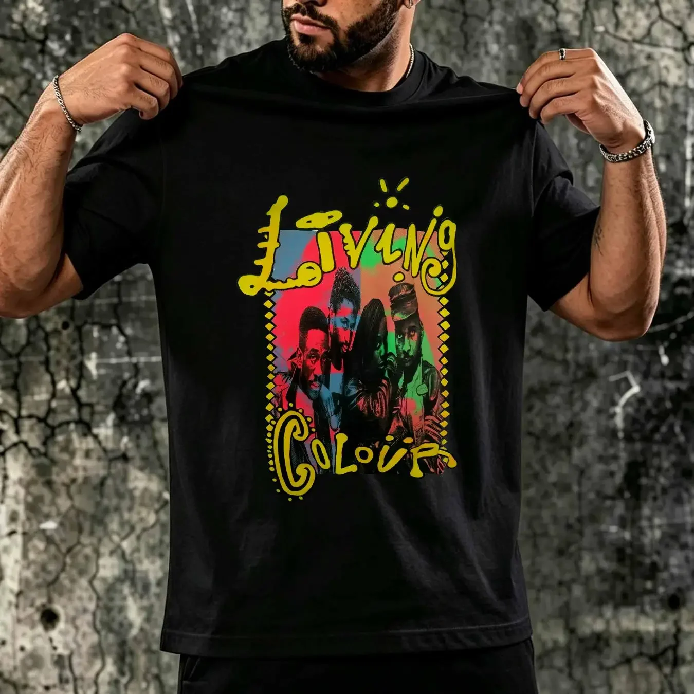 washed T Shirt LIVING COLOUR 1989 Band Legend Album For Size S 4XL White U1269 vintage Washed Comfortable Breathable