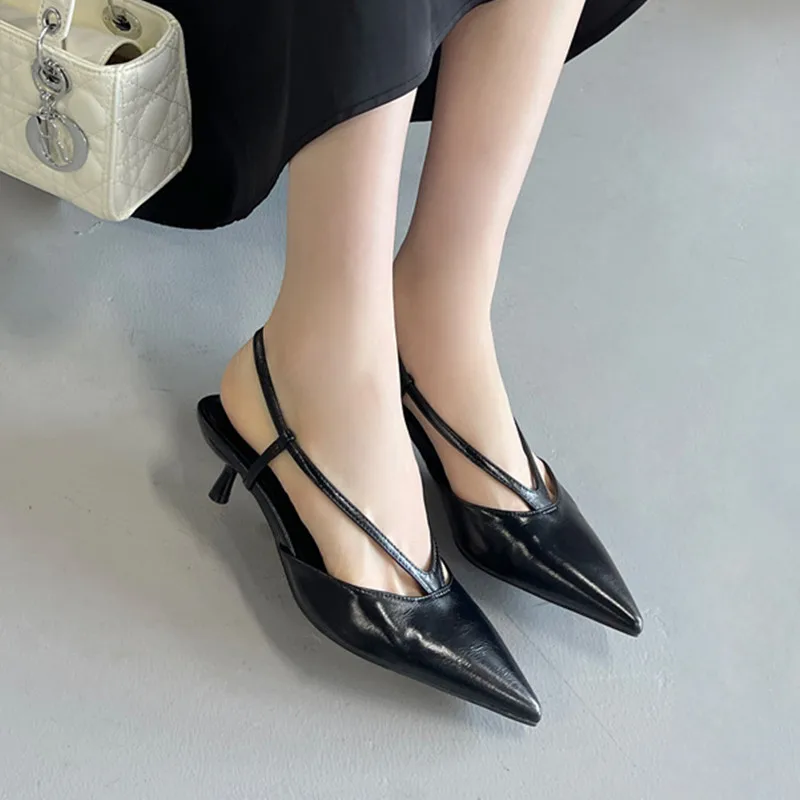 Bailamos 2025 Brand New Women Sandals Fashion Pointed Toe Ladies Elegant Slingback Sandals Med Heel Dress Pumps Shoes Mujer