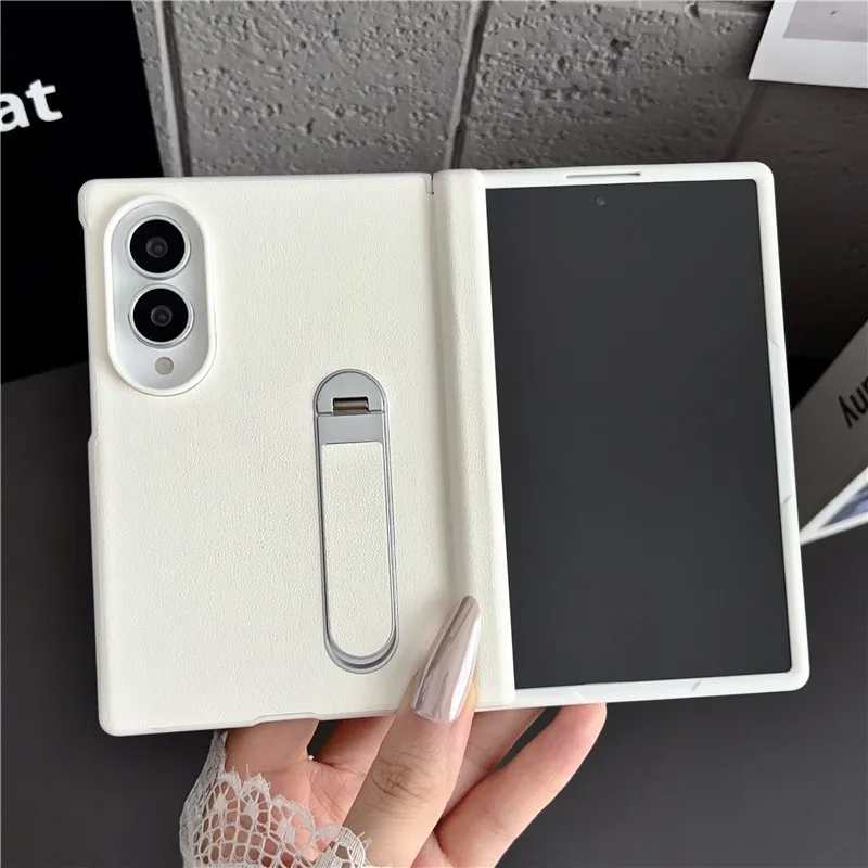 360 Rotating Kickstand Vegan Leather Case for Samsung Z Fold8 Fold 8 Wide Shockproof Hinge Protection Protective Film Slim Cover