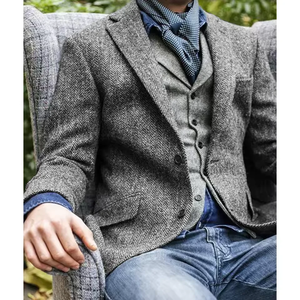 سترة رجالي متعرجة واحدة الصدر سترة عادية موضة الراحة بدلة عمل سليم صالح مدبب الخصر سترة رجالي أنيقة