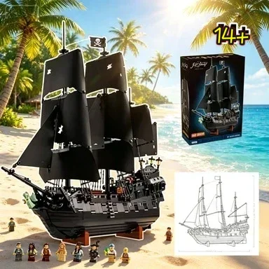 

Bandai Creation 10365 Collectible Model Pirate Sailboat Building Set Family Fun Premium Design Gifts compatible with LEGO bricks