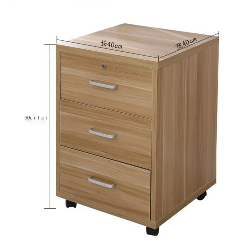 Locker file cabinet three drawers with lock movable storage low cabinet staff mobile file data cabinet