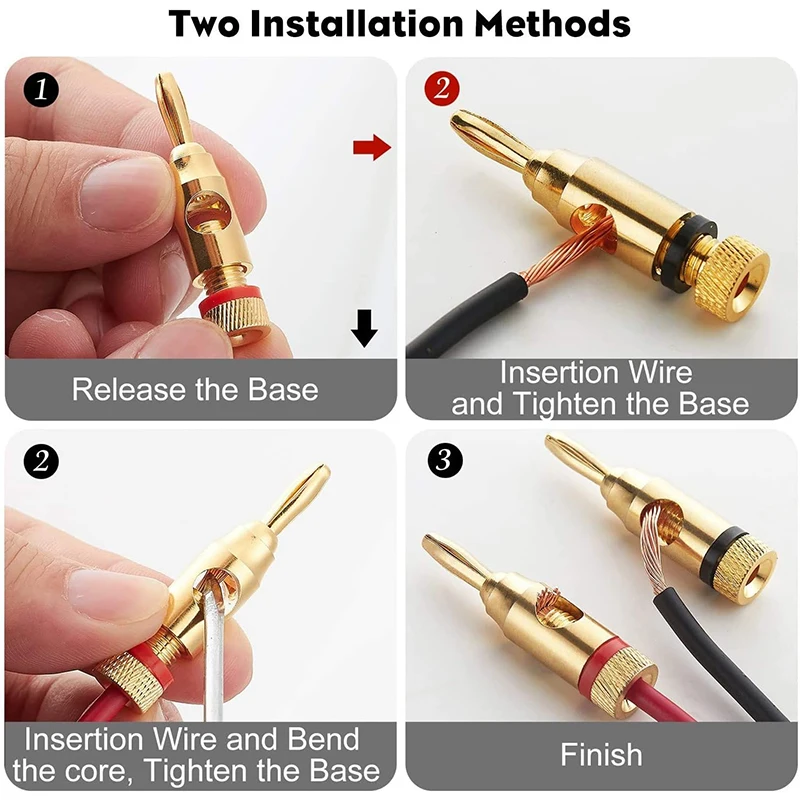 4mm Banana Plug Gold-Plated Copper Musical Cable Wire Audio Speaker Adapter Speaker Amplifier Cable Wire Pin Banana Connectors